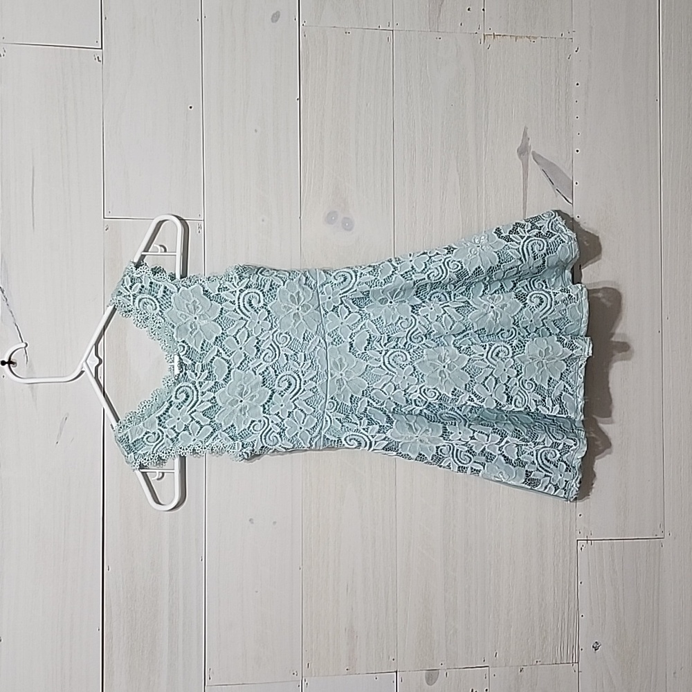 Girls lace dress teal size 7 little girl princess wedding formal casual blue